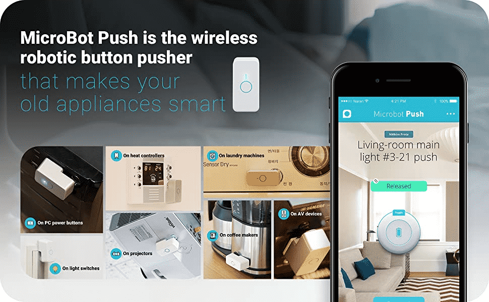 MicroBot Push - Wireless Robotic Button Pusher for Smart Home Automation (Platinum White)
